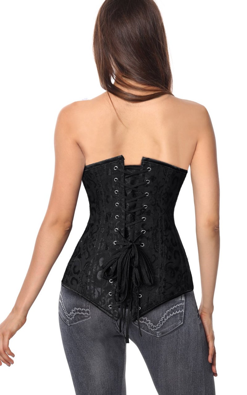 Charmian Women's 26 Steel Boned Brocade Underbust Waist Training Cincher Corset Black Large - Image 4